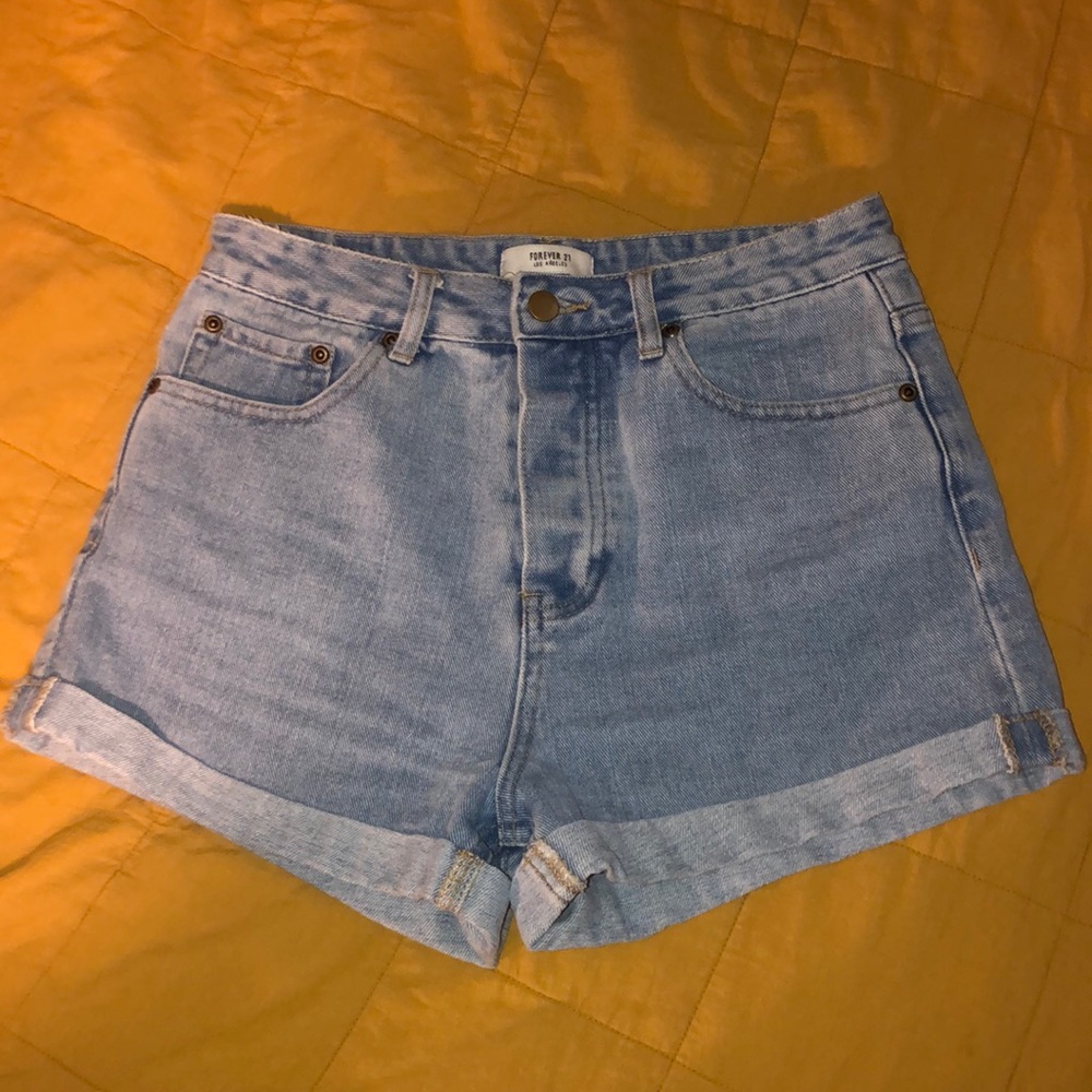 High waisted jean shorts